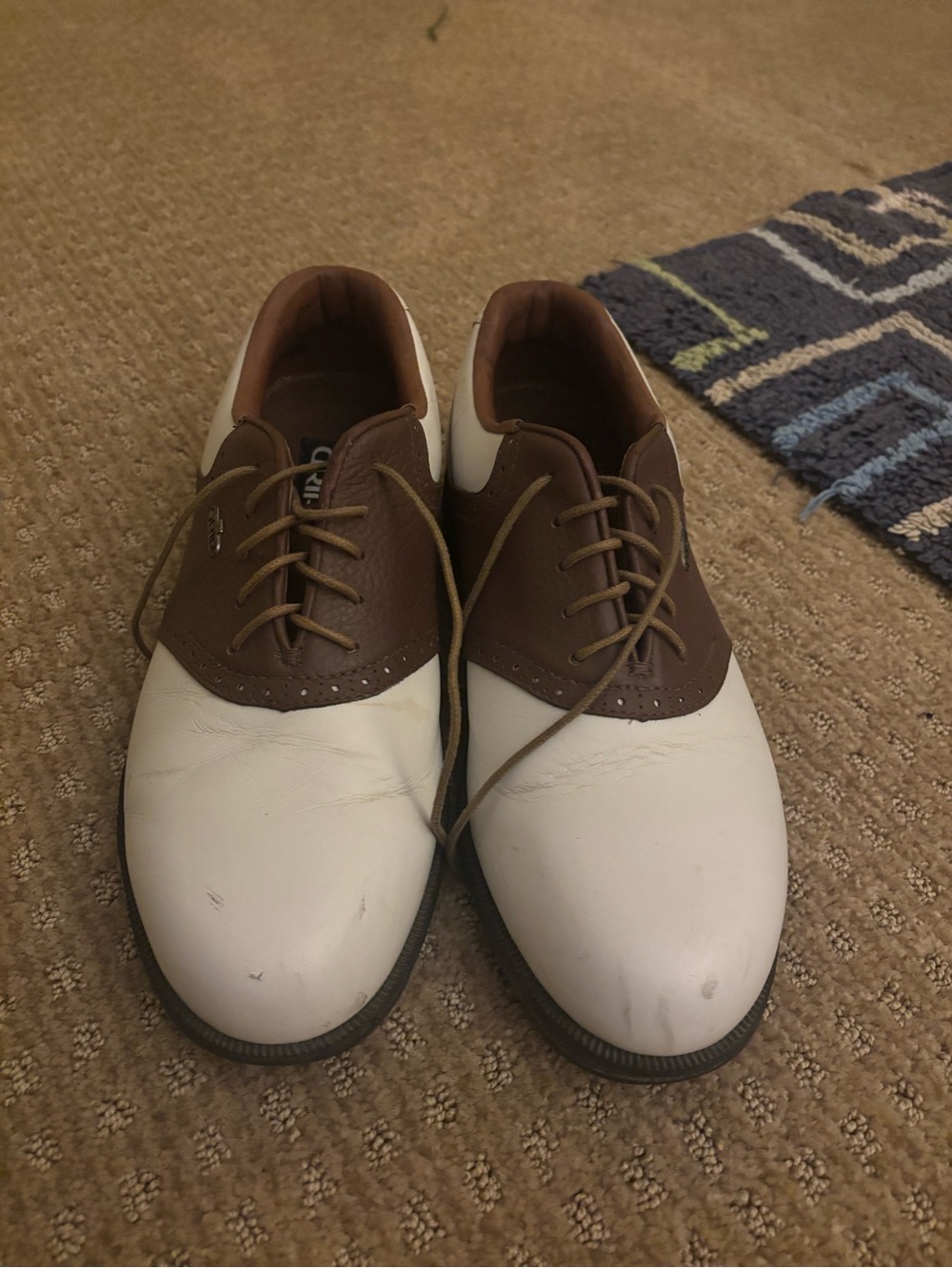 Men's Two-Tone White and Brown Derby Oxfords